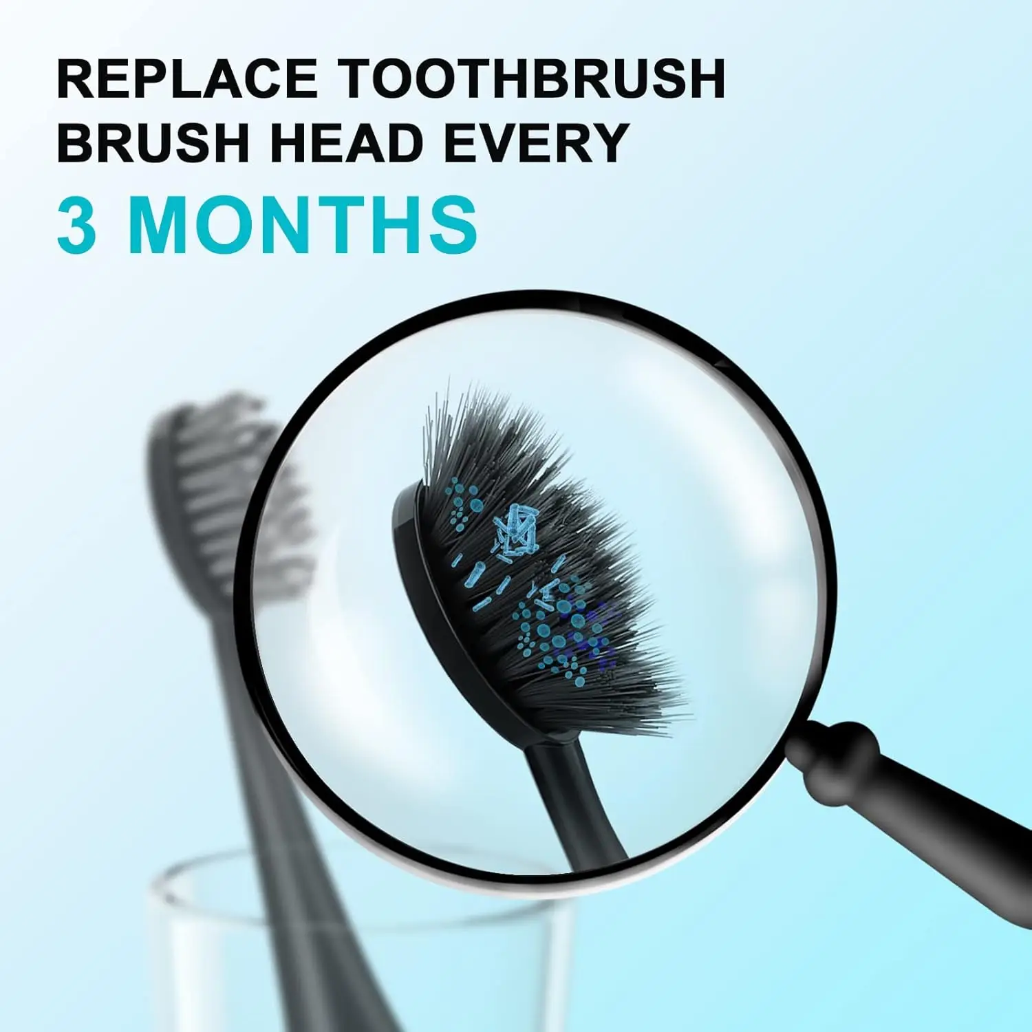 10pcs Replacement Brush Heads for Original Burst Pro Sonic Electric Toothbrush Soft Charcoal Bristles Refill with Dust Cover Cap