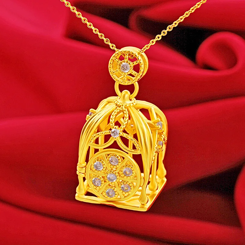Light & Comfortable Fashion Diamond Inlaid Crown Pendant For Women 24K Gold AU999 | Lightweight, skin-friendly and cozy