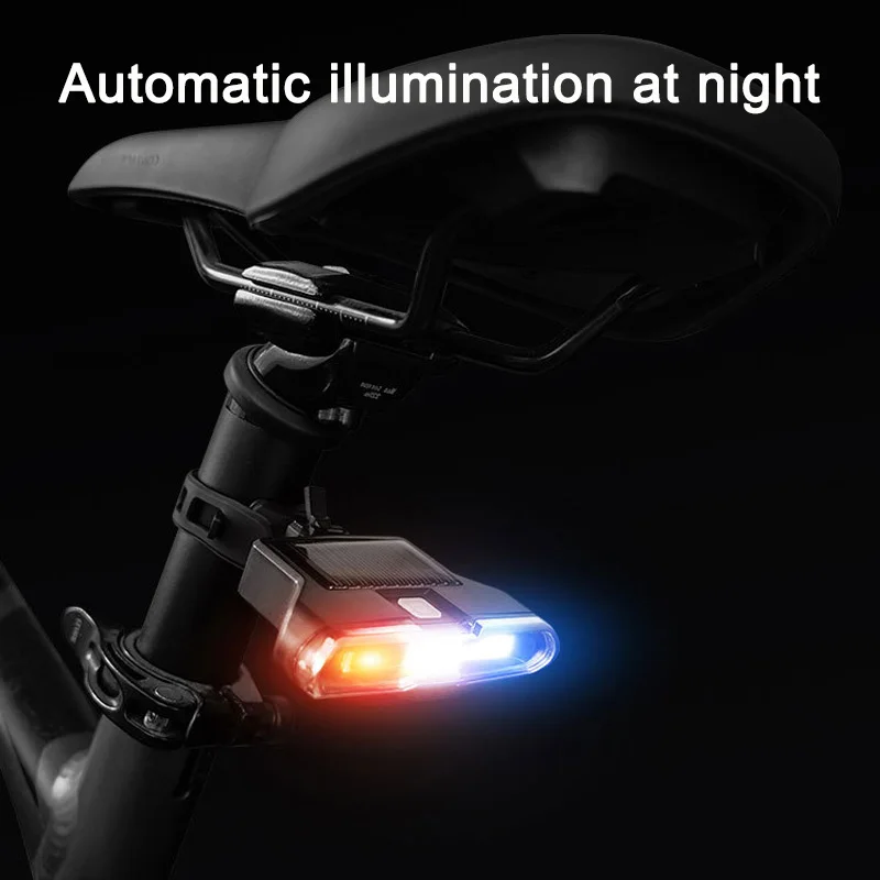 Rechargeable Bicycle Tail Light Solar Power Bike Rear Light Long Endurance Road Cycling Warning Flashlight Taillight MTB Lamp