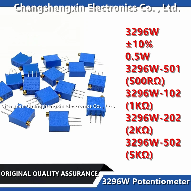 10PCS 3296W-501 3296W-102 3296W-202 3296W-502 Multi Turn Adjustable Resistor Potentiometer Top Adjustment 500RΩ 1KΩ 2KΩ 5KΩ 10%