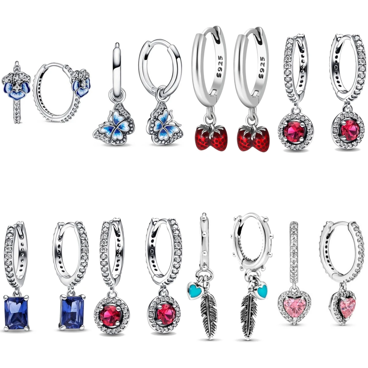 

Лидер продаж, перья, бабочки, клубники, подходят для оригинальных подвесок, ювелирные изделия своими руками, подарок для женщин, аксессуары, серьги из серебра 925 пробы