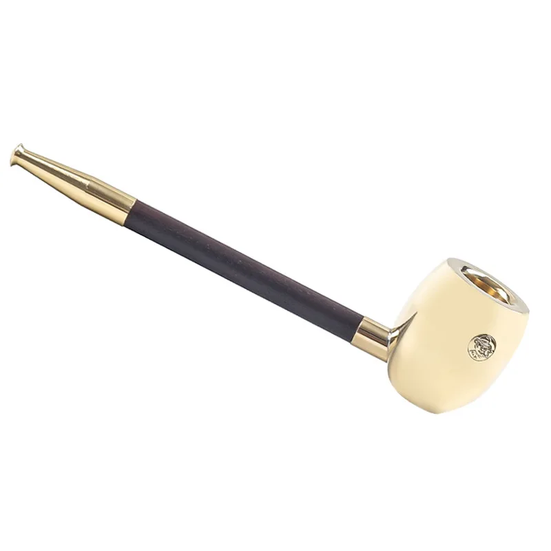 Kuye Brass Thickened Smoke Pipe Straight Through Type Without Filter Device, Non Removable And Portable Popeye Shape