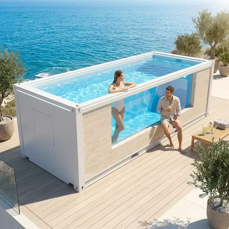 Customized Container Pool Prefabricated Modular Swimming Pool for Hotel Beach Club Above Ground Pool with Sand Filter System