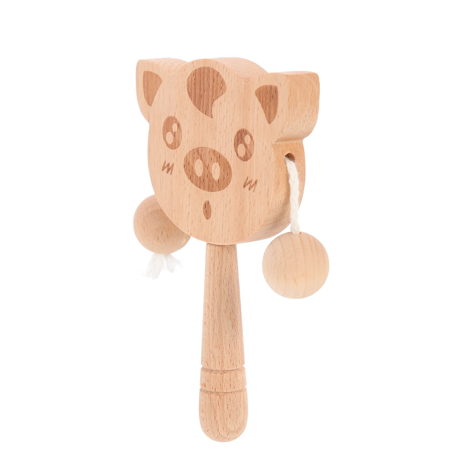 Tambour à secouer de conception animale, hochet à main pour bébé, Instrument de musique pour le développement sensoriel, jeu hochet en bois pour enfants