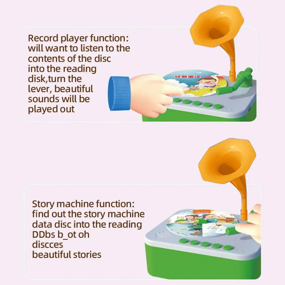 การเรียนรู้แผ่นเสียงเด็กแผ่นเสียงของเล่น 93 การ์ดเรื่อง Early Education Phonograph เครื่องบันทึกเพลงสําหรับเด็กสําหรับเด็กวัยหัดเดิน