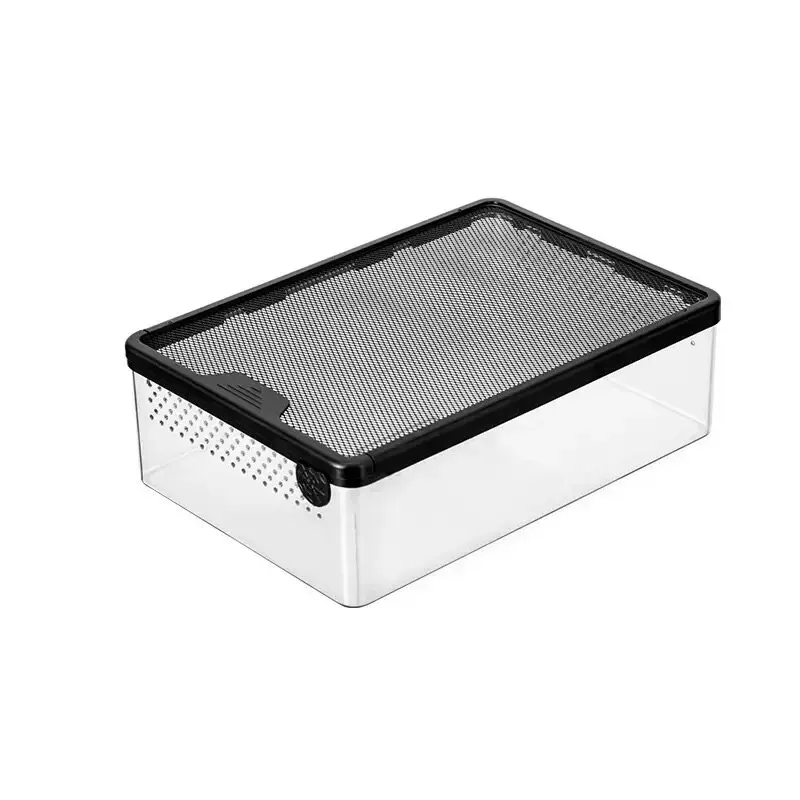 Reptiles Nursing Breathable Terrariums with Lock Anti-Escape Pull Up Cover Clasp Snake Feeding Plastic Home Storage Boxes