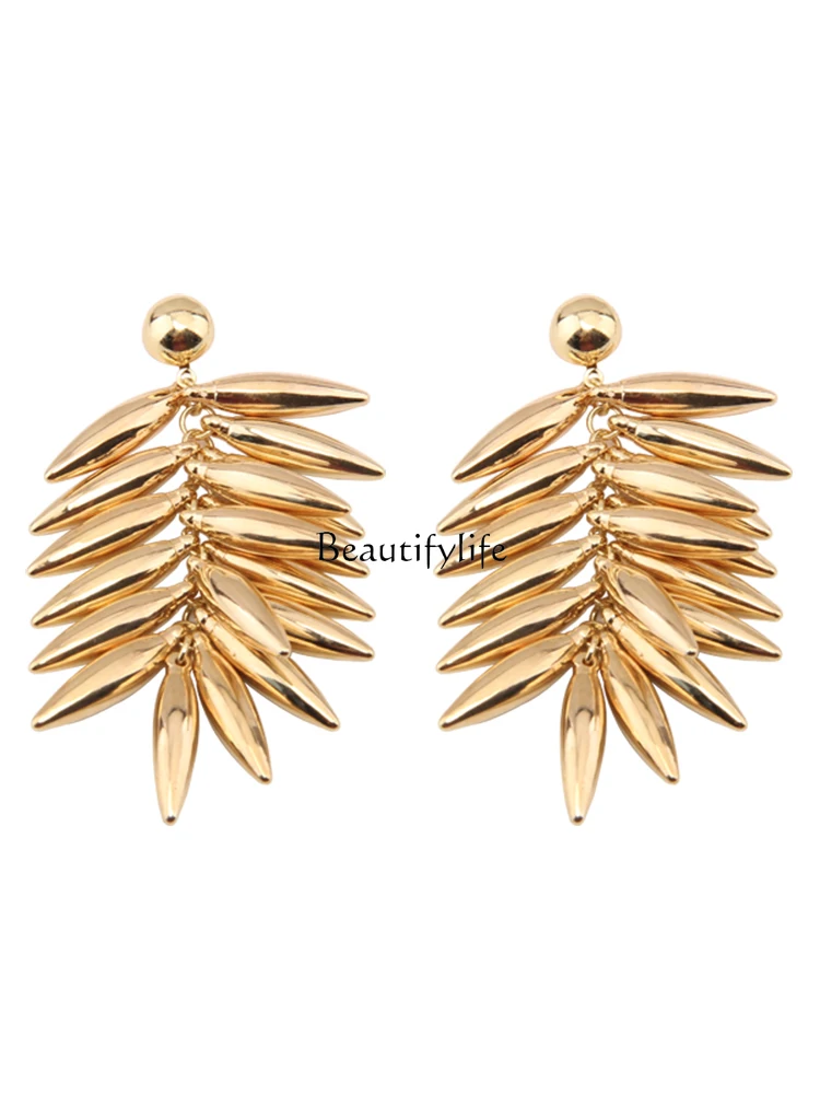 

Tassel water drop long unique earrings light luxury high-end temperament stud earrings
