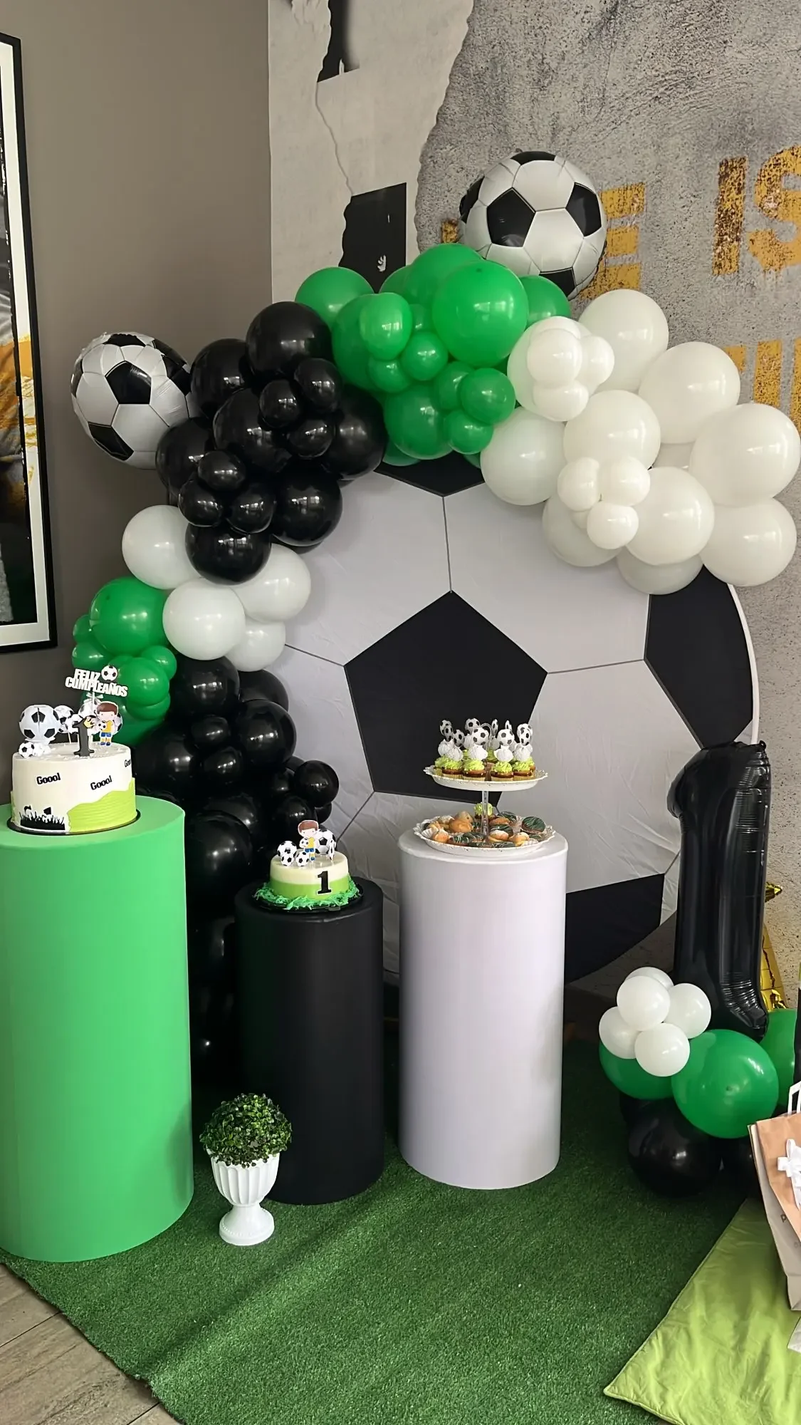 Round Circle Photogrpahy Background Soccer Football Theme Little Boys 1st Birthday Party Backdrop Custom Photocall