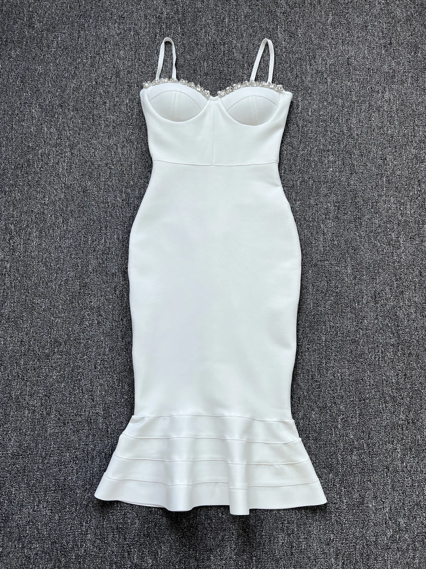 Women Sexy Long Style Fashion Bandage Dress Rayon Backless V Camisole Slim Bodycon Fashion Ruffle Edge Celebrity Party Dress