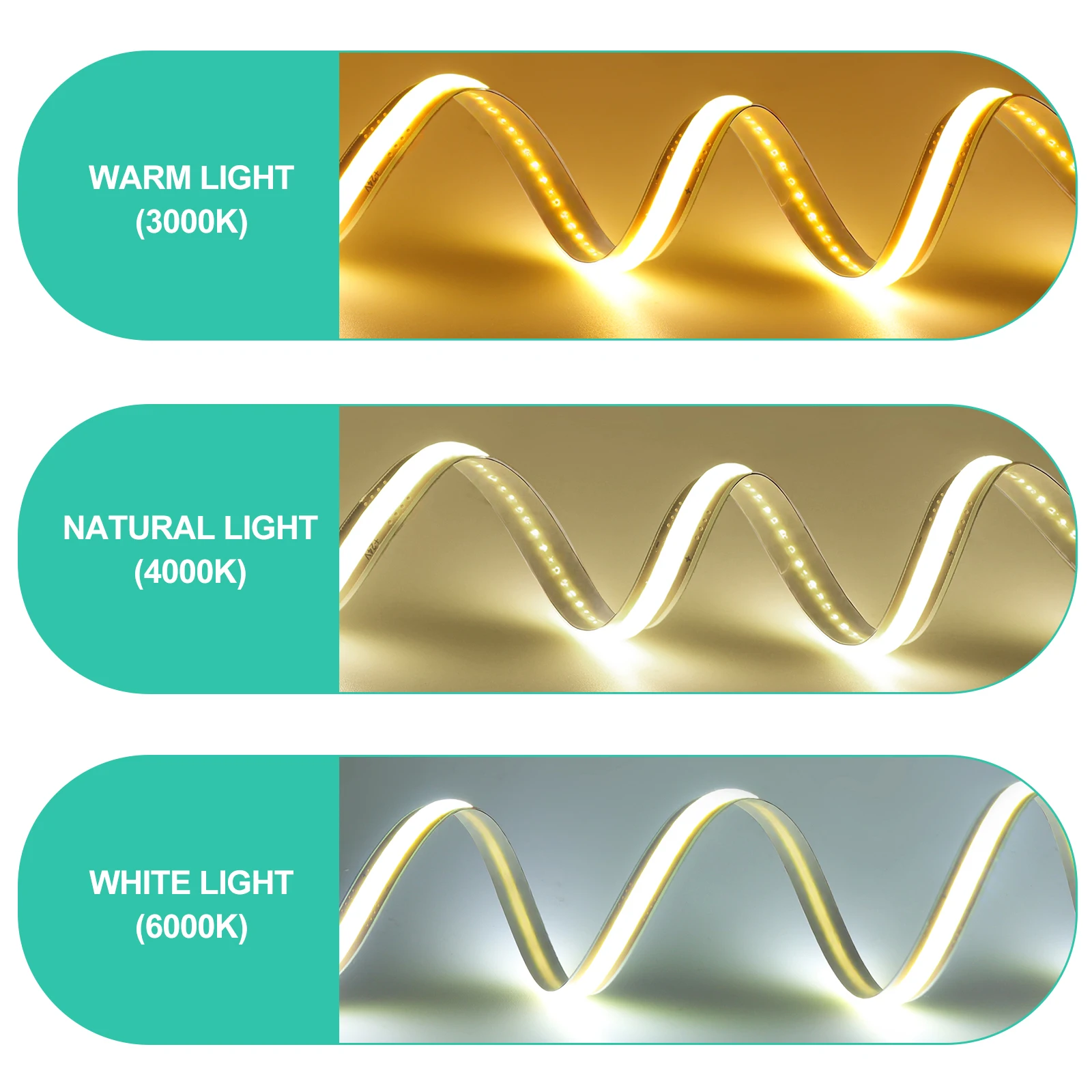 8mm COB LED Strip 12V 24V Free Cut 400LEDs/m High Density Flexible LED Tape Warm Natural White for DIY Light Box Home Decor
