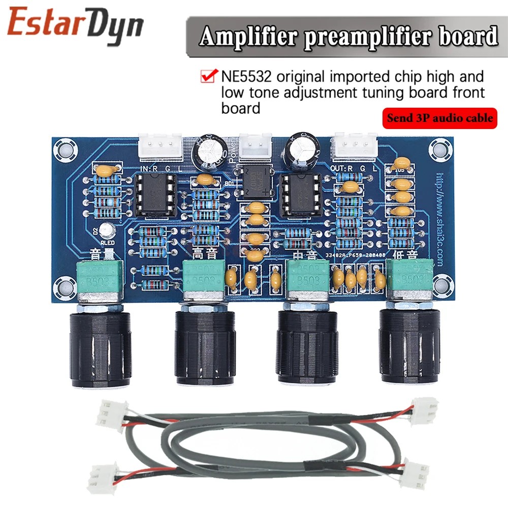 Estardyn XH-A901 NE5532 Dual Channel Stereo Preamp Module Treble Bass Volume Adjust Tone Board for Amplifier DIY