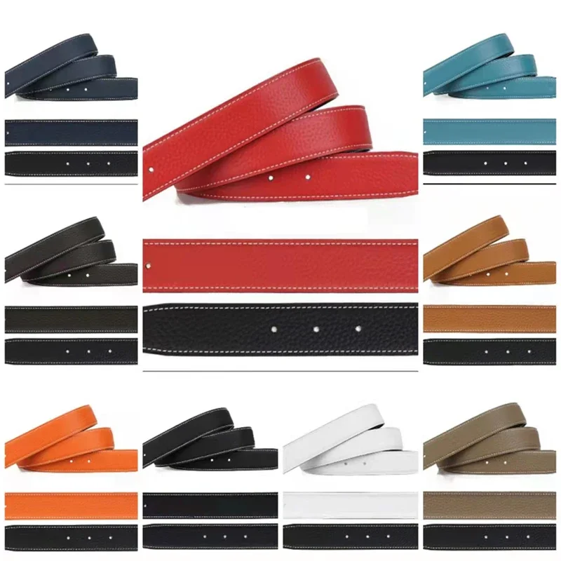 Genuine leather luxury style suitable for H buckle, 32mm, 38mm width double-sided double-color belt body. No buckle head