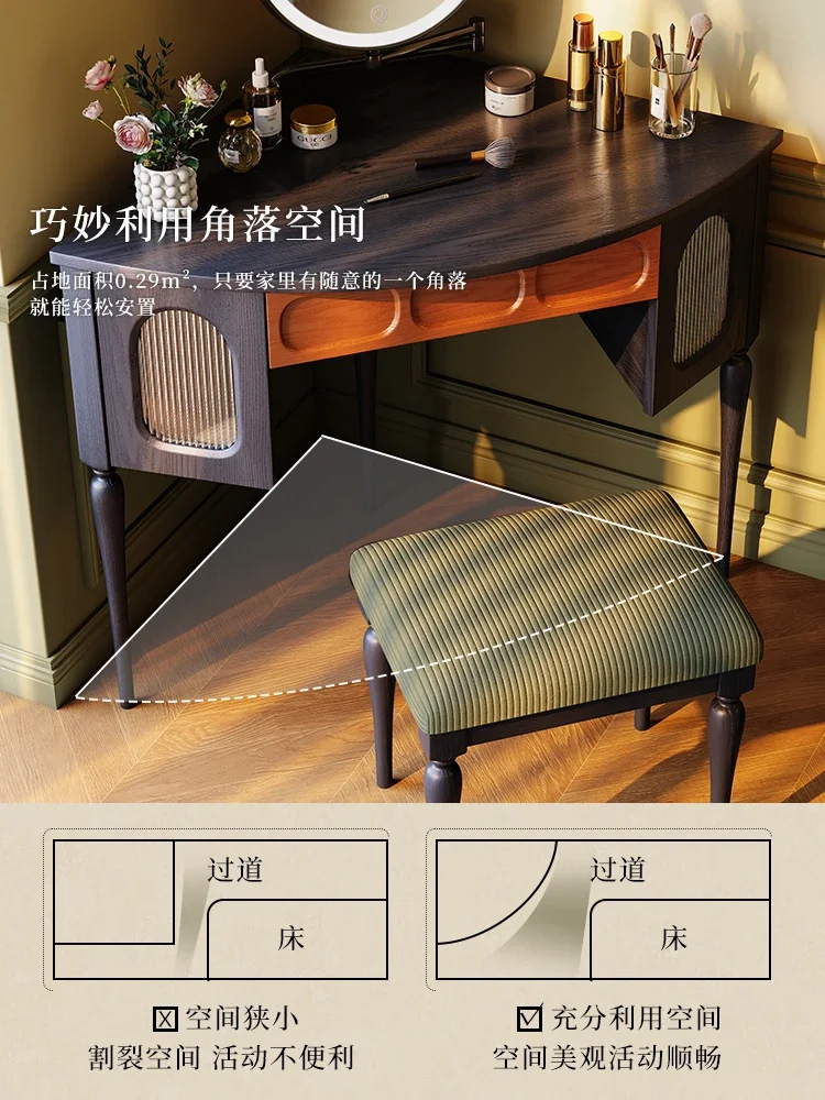 Small apartment solid wood storage cabinet master bedroom American medieval makeup table