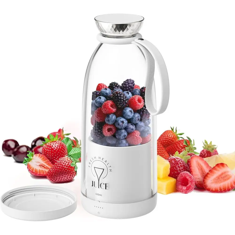 

Портативный блендер, персональный прибор для приготовления смузи, перезаряжаемая мини-соковыжималка, 500 мл, с крышкой для путешествий, для использования на природе, в кемпинге, офисе, на кухне