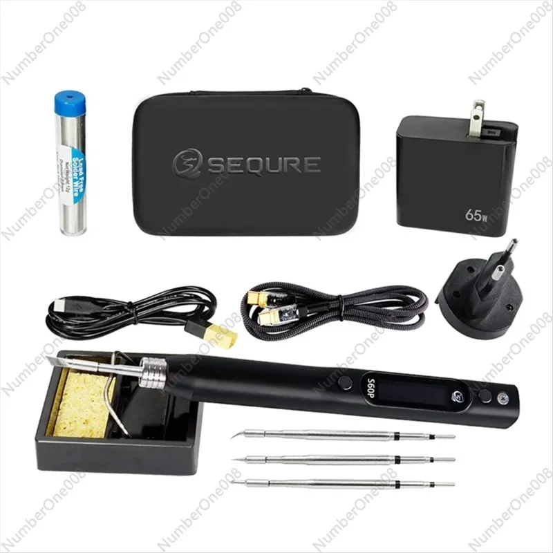 

SEQURE S60P Soldering Iron Set Support PD QC DC PPS Power Supply Iron Tip Set Compatible with C210 Solder Tip EU Plug