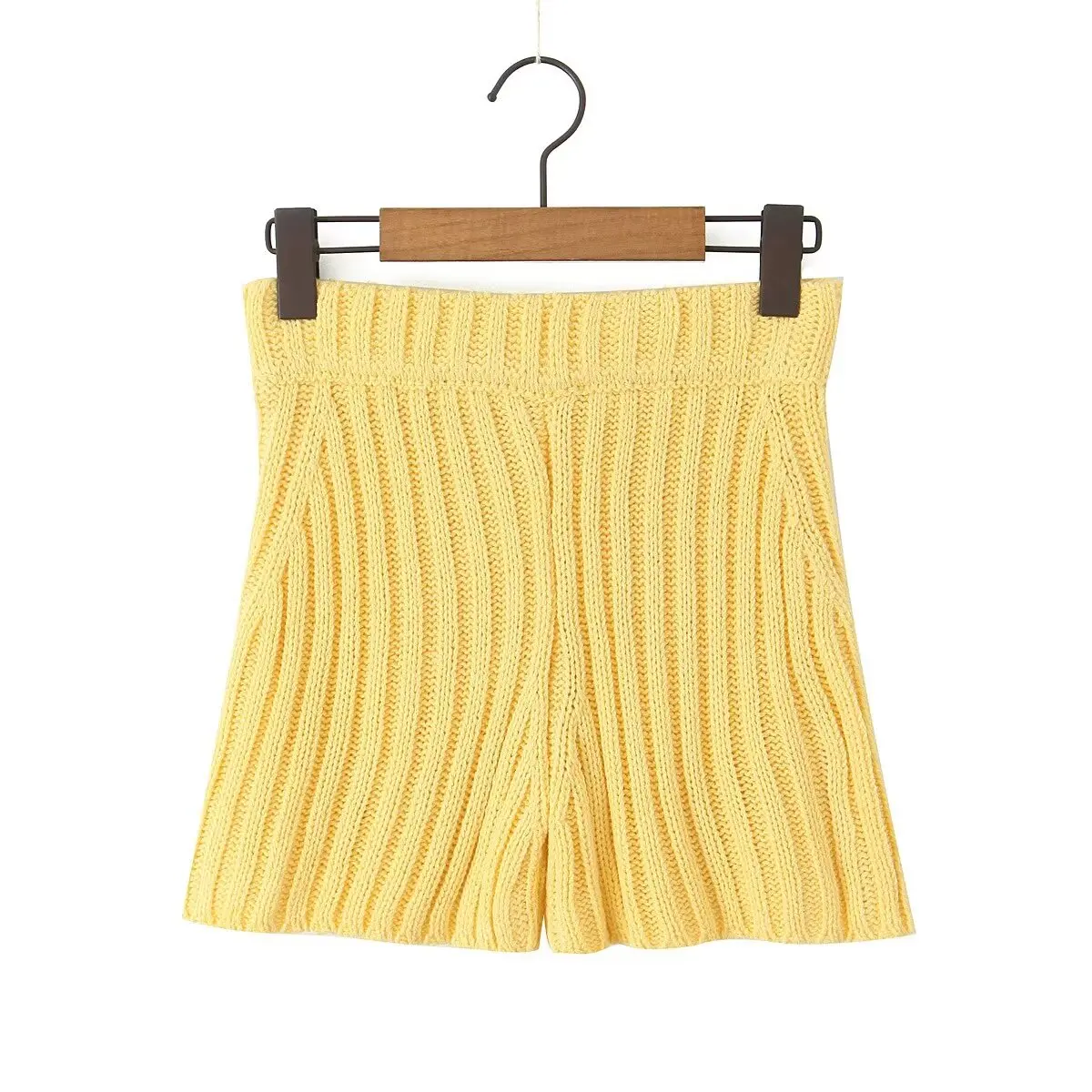 Jenny&Dave American Retro Harem Shorts Old School Casual Bermuda Girls Solid Color Knitted Shorts Women