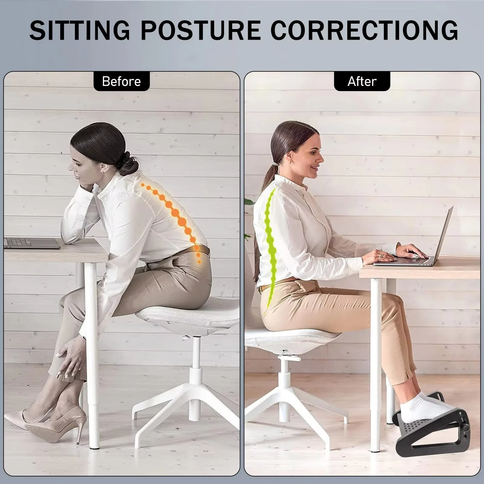 Relieve the pain of working from home - Under-desk footrest with massage rollers, ergonomic footstool for desk leg support image 5