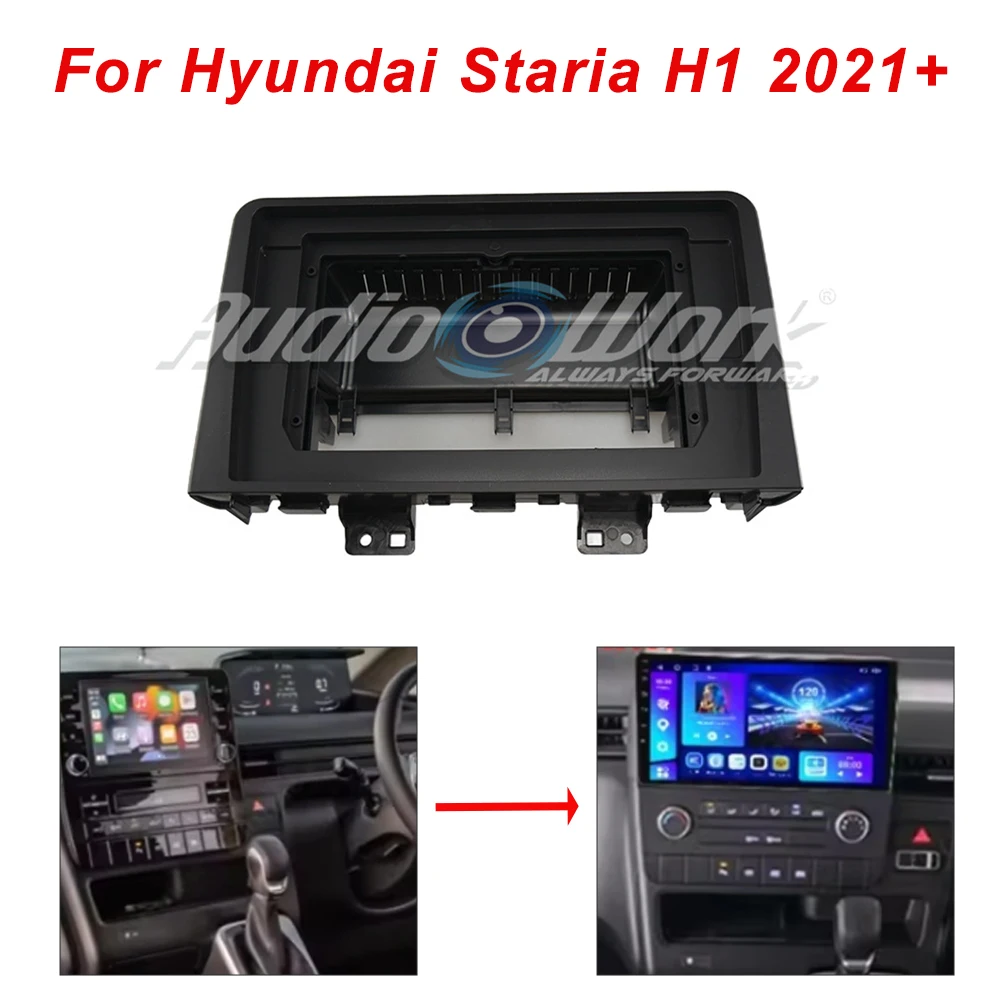 

10-дюймовая автомобильная панель радиоприемника для Hyundai Staria H1 2021+ Комплект аудиоприборной панели Установка консоли лицевой панели Адаптерная пластина Накладка Рамка