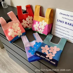 Strickhandtasche für Frauen, mini tragbare gestreifte Beutel, große Kapazitätsschaufel mit handwerklichen Pulsbeutel für den Herbst und Winter 10 Hauptverkaufstasche Croche - №7