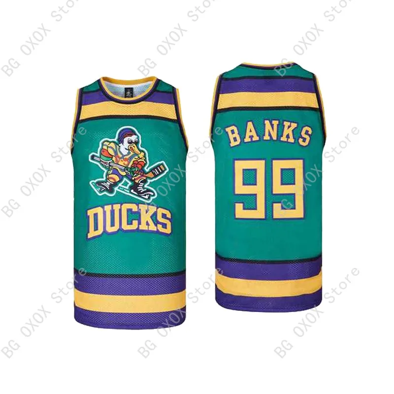 Basketball Jerseys Mighty Ducks Of Anaheim 99 Banks 96 Conway 66 Bombay 44 Reed Outdoor Sports Sewing Embroidery Black Green New