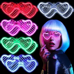 5/10/20/30Pcs Glow In The Dark Glasses Heart Shaped LED Light Up Sunglasses Glow Neon Party Favor for Kids Adults Party Supplies