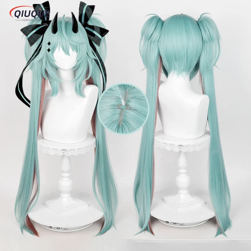 Anime Miku Rascal Cosplay Wig Miku x Rascal 2023 Long Ponytails Heat Resistant Synthetic Hair Halloween Party Wigs + Wig Cap