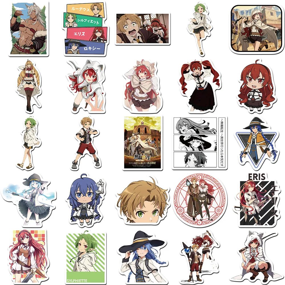 50Pcs Mushoku Tensei Anime Stickers Cute Rudeus Greyrat Sticker Laptop Scrapbooking Luggage Wall Cartoon Graffiti Decal