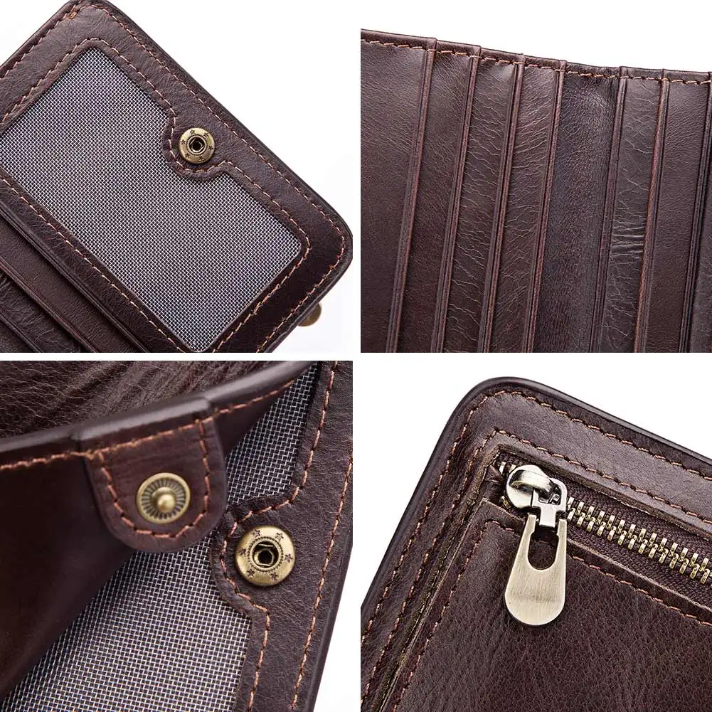 حامل بطاقات جلد رفيع للرجال ، جلد البقر ، حامل بطاقات هوية وبطاقات ائتمان صغير نحيف ، محافظ جيب أمامي بسيطة ، محفظة ذكور