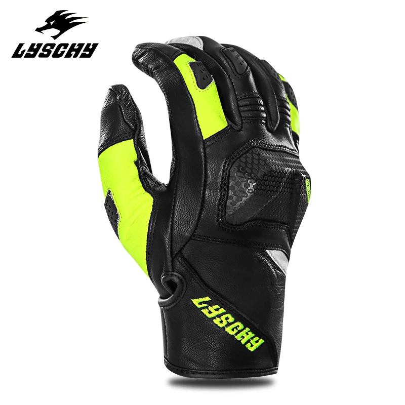 

LYSCHY Men's Motorcycle Premium Leather Gloves Sheep Skin Motocross Racing Gloves Dirt Bike Enduro Professional Racer Gloves