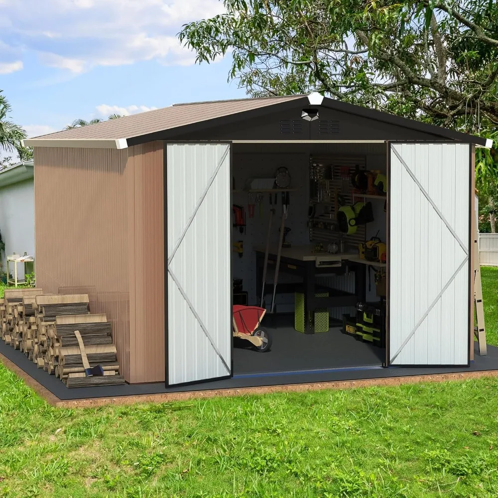 

Storage Shed Metal,10x12 FT Outdoor Storage Building,Large Backyard Sheds with Lockable Doors,Waterproof Outside Storage Sheds