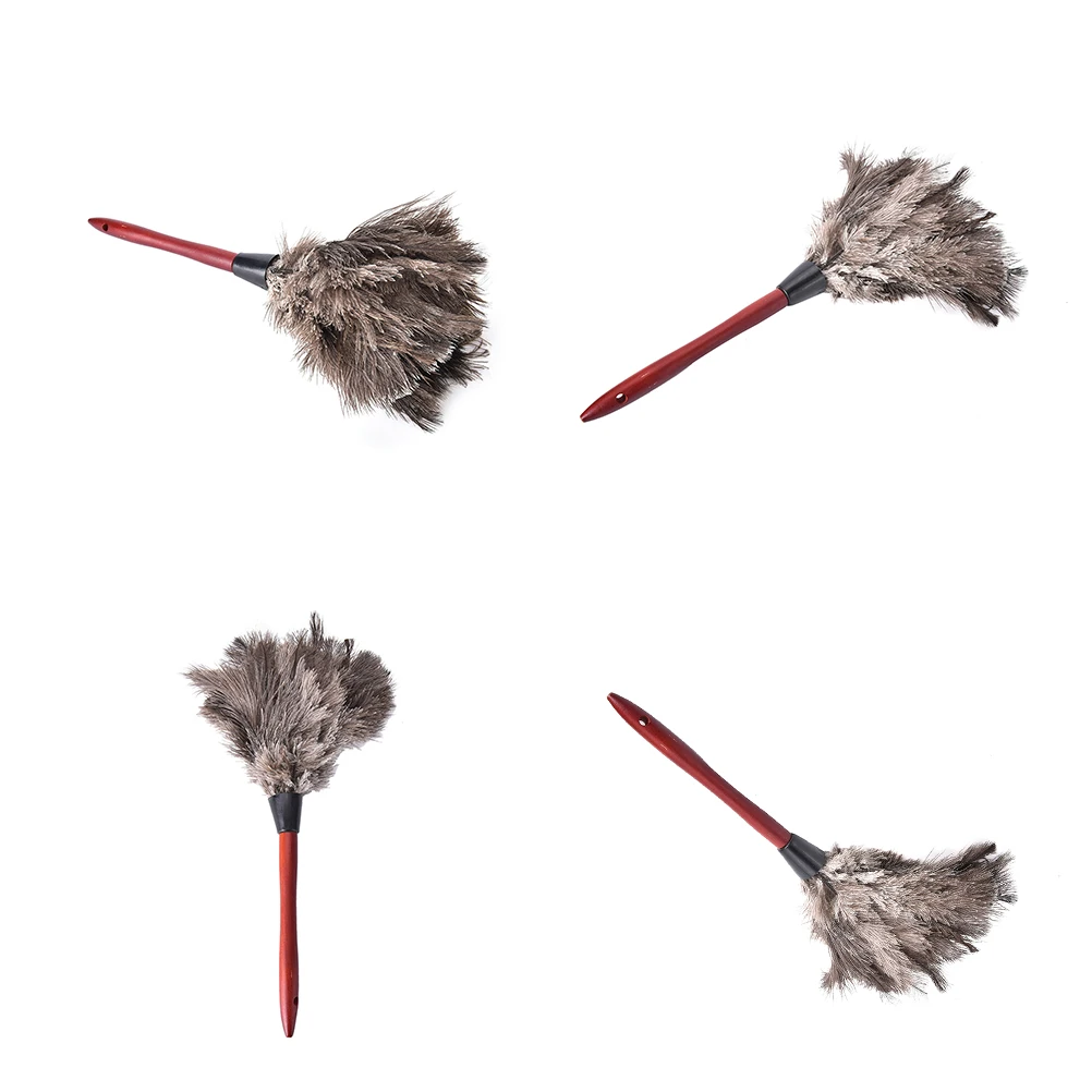 55cm Ostrich Feather Duster Brush Wood Handle Anti-static Natural Grey Fur Home Cleaning Plumeros Para El Polvo Car