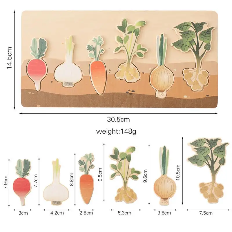 Vegetable Puzzle Wood Montessori brinquedos educativos para crianças, jogo de correspondência, coordenação mão-olho, prática motora fina