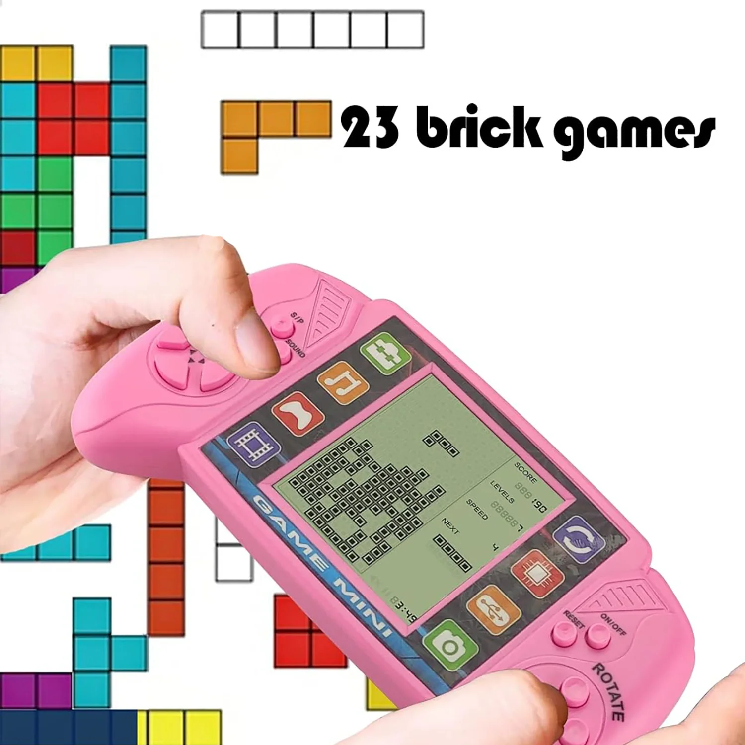 Giocattoli puzzle per bambini, console di gioco nostalgica a blocchi, gioco portatile, grande schermo, infanzia classica