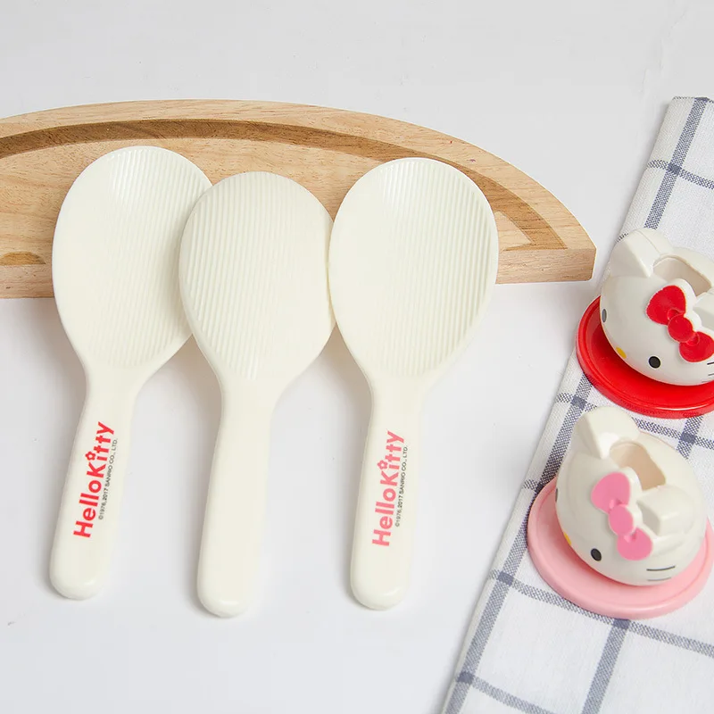 Cartoon Sanrio Hallo Kitty Reis Löffel Herd Schöpfkelle Mit Basis Nicht Stick Löffel Haushalt Kunststoff Schaufel Praktische Küche Werkzeug