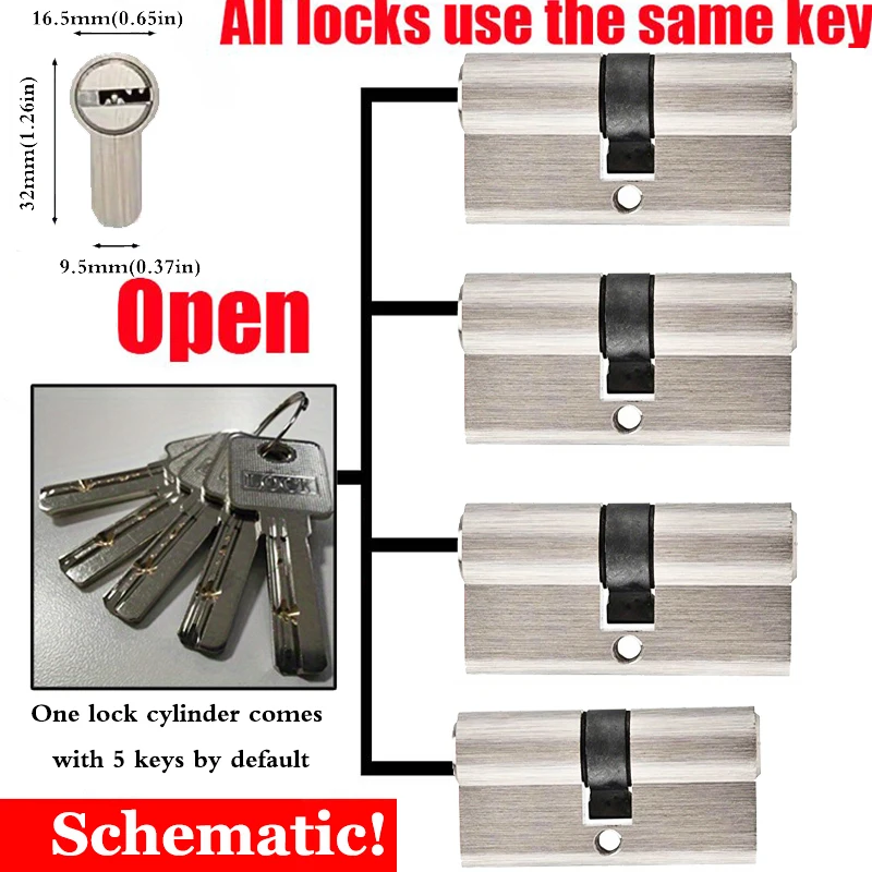 

Customize The Same Key To Open All Cylinder,European Standard Anti-theft All Copper Door Lock, Indoor and Outdoor Door Lock,5key