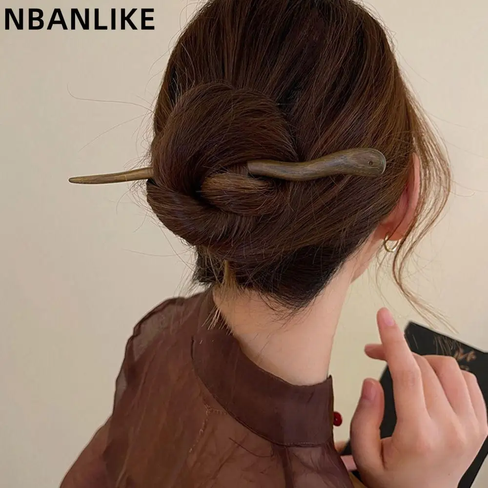 

Chinese Style Elegant Wood Hair Stick 18cm Vintage Simple Hairpin For Women Girl Hair Accessories