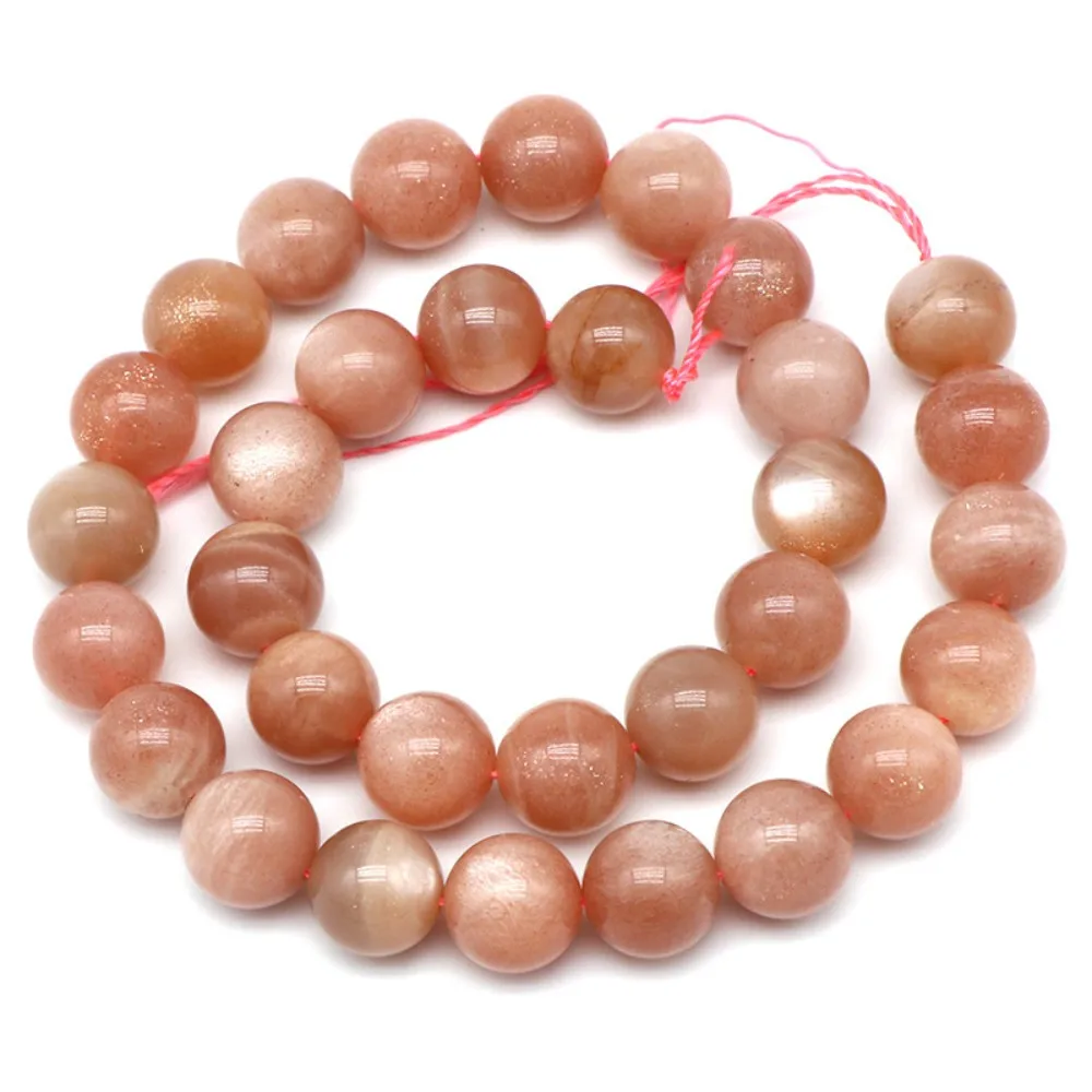 Natural Sun Stone Beads Round Smooth Shinning Orange Color Good Quality 6 8 10 12 mm DIY Making Woman Jewelry