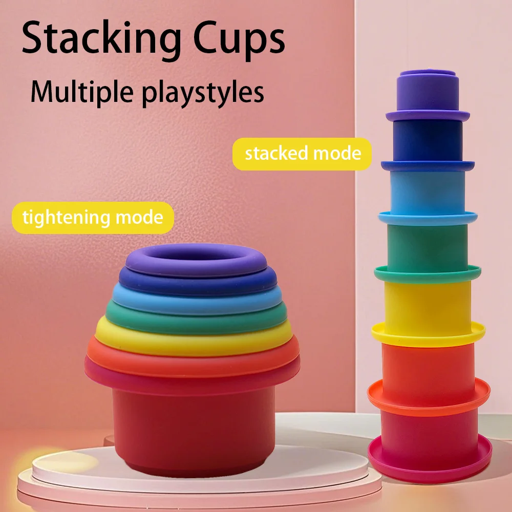 Kids Fun Number Letters Stacking Cup Baby Montessori Early Educational Sensory Puzzle Stack Speed Games Toys for Children Gifts