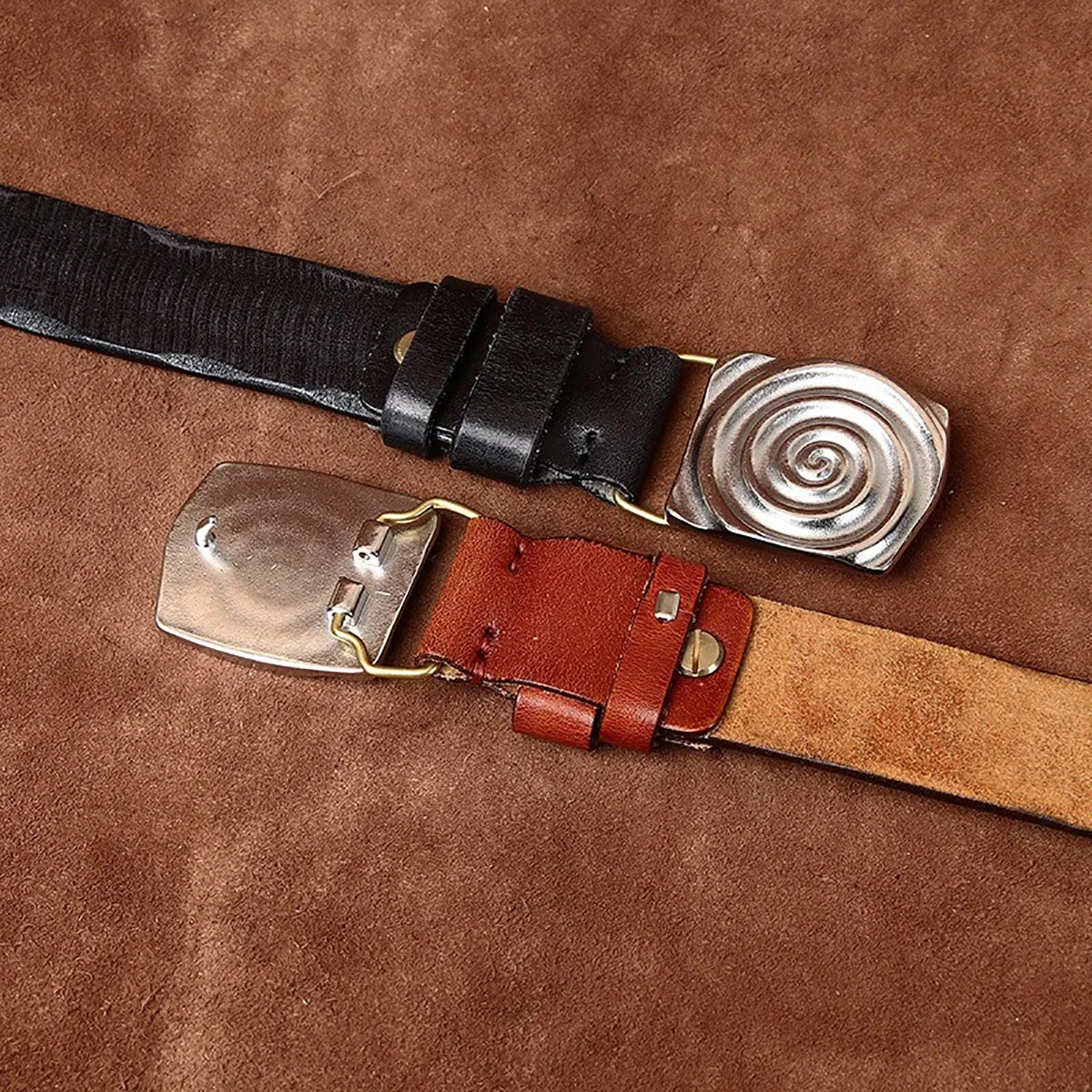 حزام جلد البقر الأصلي الفريد والعصري مع إبزيم فولاذي بعرض 3.8 سم مثالي للملابس غير الرسمية والرسمية #2