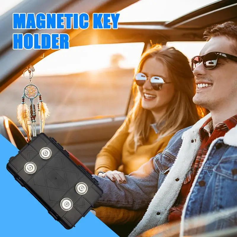 Auto Magnetic Key Holder Under Car Hide Key Box Waterproof Key Hider Rustproof Multifunctional Box for Spare Key GPS Locator