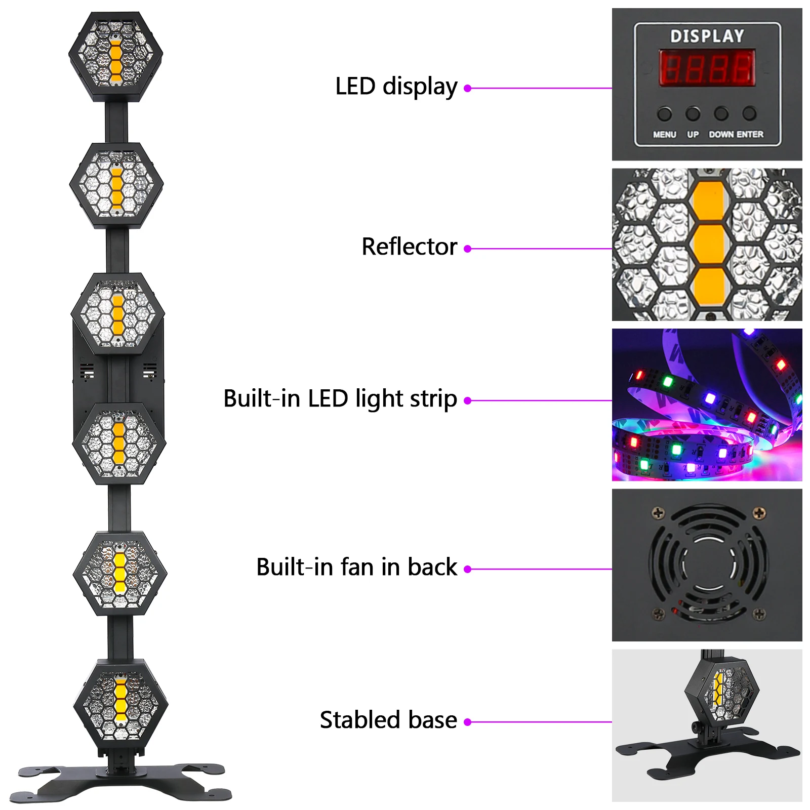 Yiflamefly 240W Mini 6 Pcs RGB 3 in 1 LED Par Linear Vintage Light Stage Light DMX512 for DJ Concert Party Weddings Nightclub