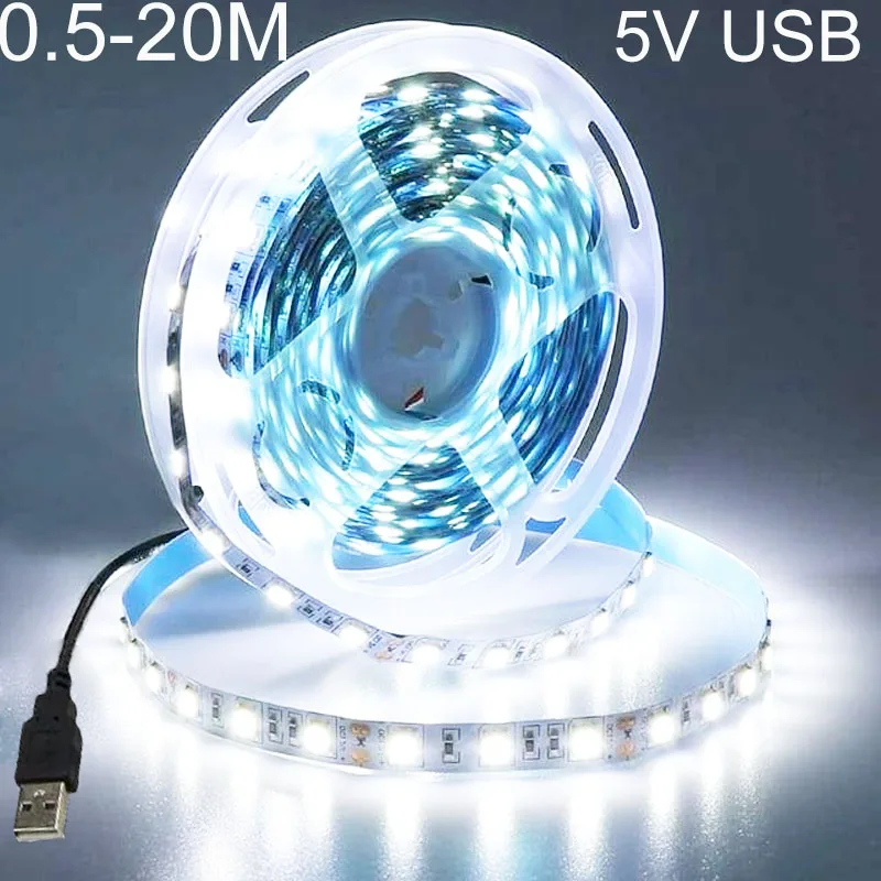 5 متر USB LED قطاع ضوء 5 فولت 3528 1 متر 5 متر دافئ كول أبيض وردي أخضر أزرق أحمر مصلحة الارصاد الجوية الشريط سقف إضاءة الخزانة مقاوم للماء