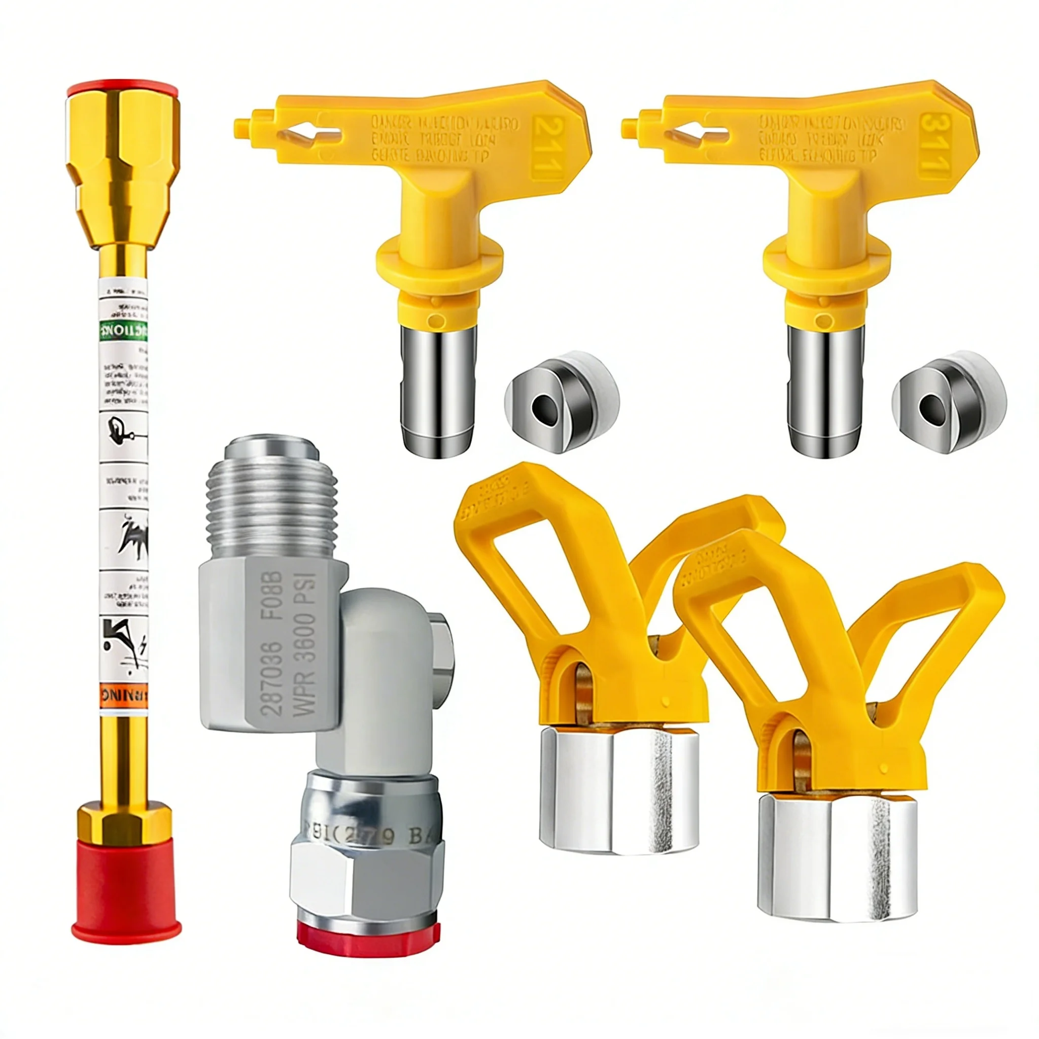 High Pressure 3600PSI Airless Spray Tip Kit with Tip Guard, Extension Pole & Swivel Fitting for Paint Sprayer