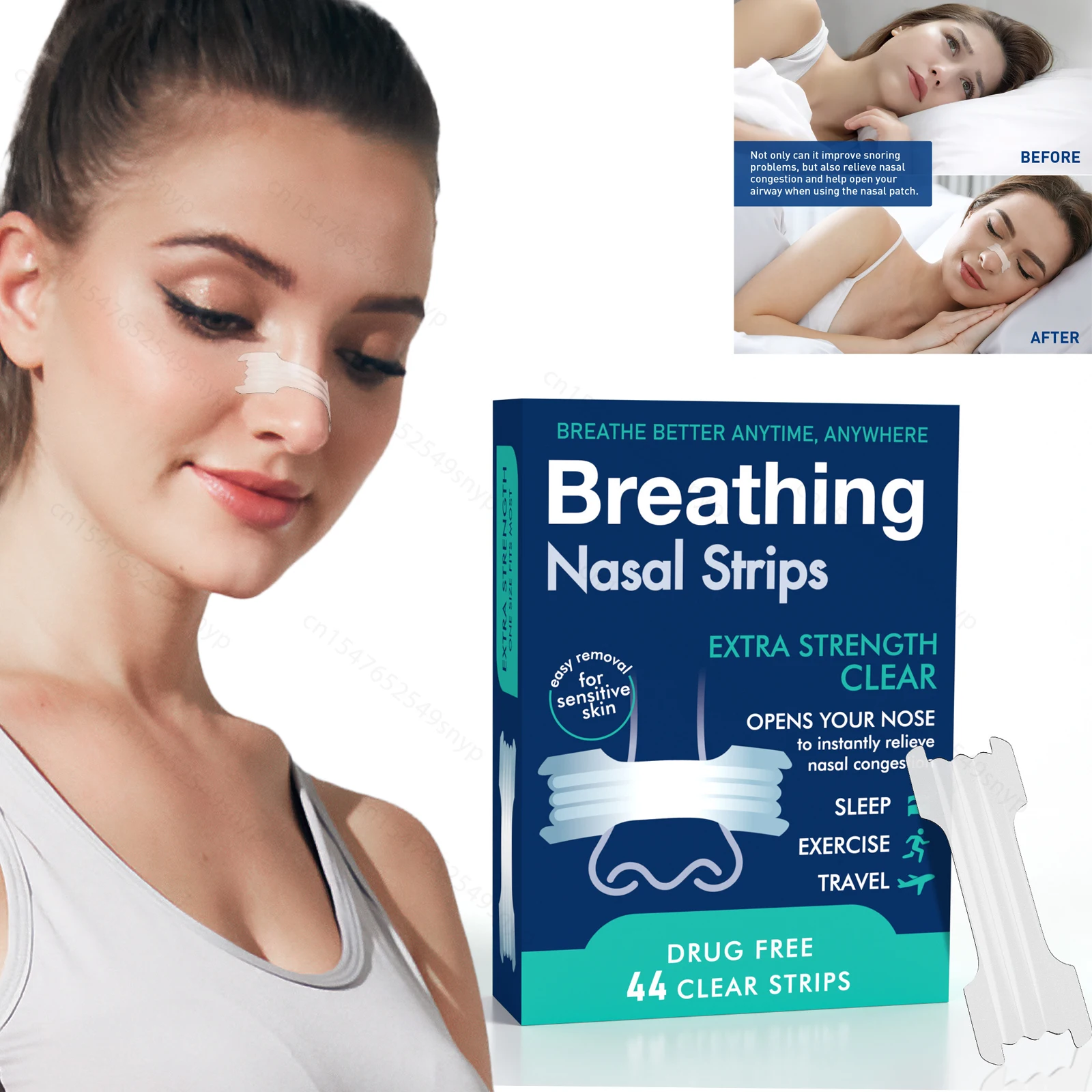 

44 шт. полоски для дыхания носа, полоски для носа для сна, полоски для носа против храпа для дыхания, впуска воздуха и улучшения сна