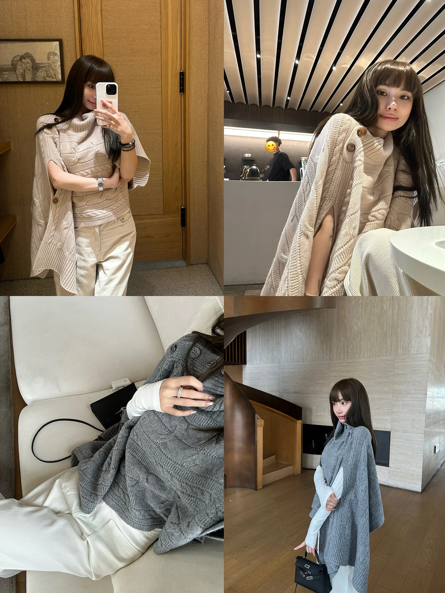 

Nosemade 00% Pure Wool Autumn Winter Irregular Knitted awl Unique Design Two Tone Cowl Ne Sweater Women's Faion