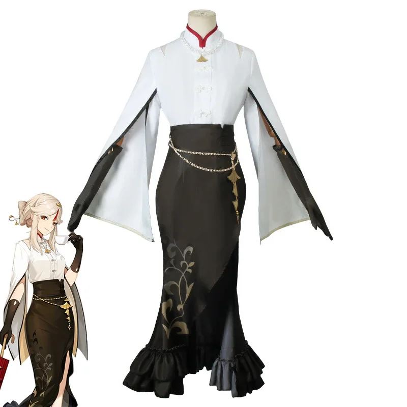 

Game Genshin Impact And Pizza Hut NingGuang Cosplay Costume NingGuang Top Skirt Outfit Costumes Cosplay Party Full Set