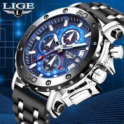 LIGE Brand Luxury Quartz Man Watches Fashion Business Silicone Strap Waterproof Luminous Watch for Men Casual Sport Reloj Hombre