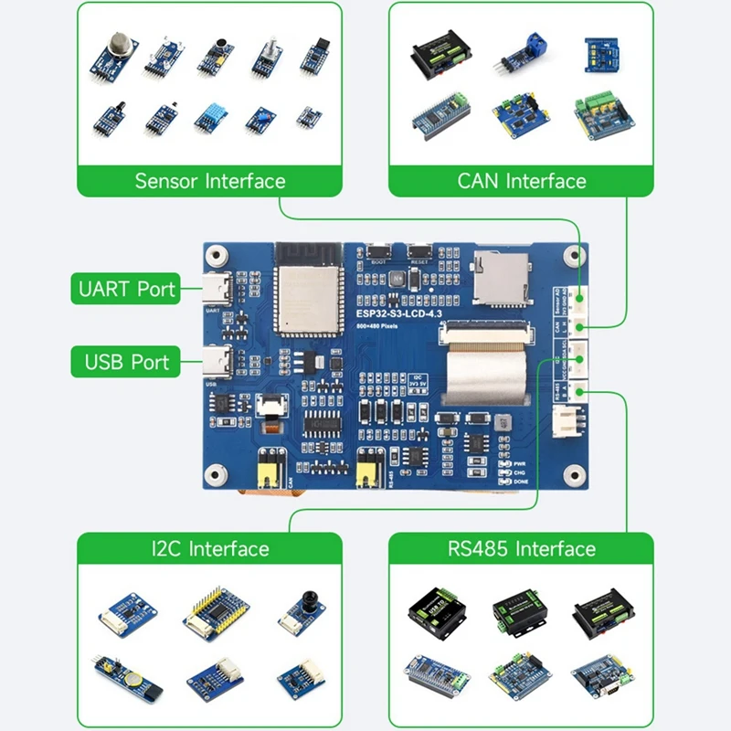 ESP32-S3 4.3Inch Capacitive Touch Screen Development Board Dual-Core Processor 240Mhz Wifi Bluetooth On-Board Antenna