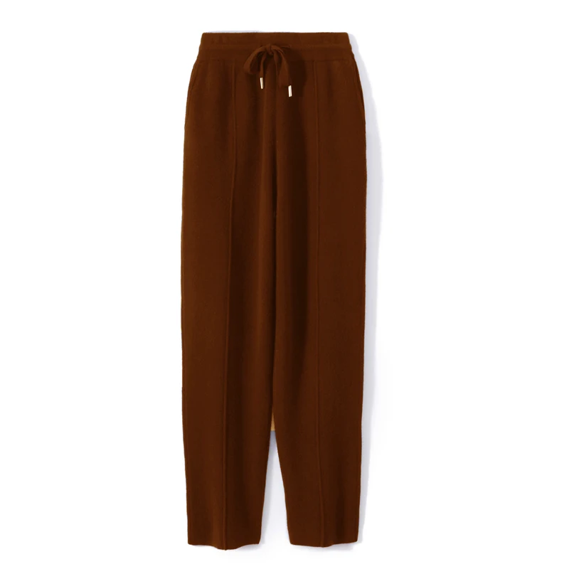 Best-Selling 100% Merino Wool Thick Center-Seam Wide-Leg Long Pants Stylish Casual Versatile Men's Autumn Winter Knitted Pants