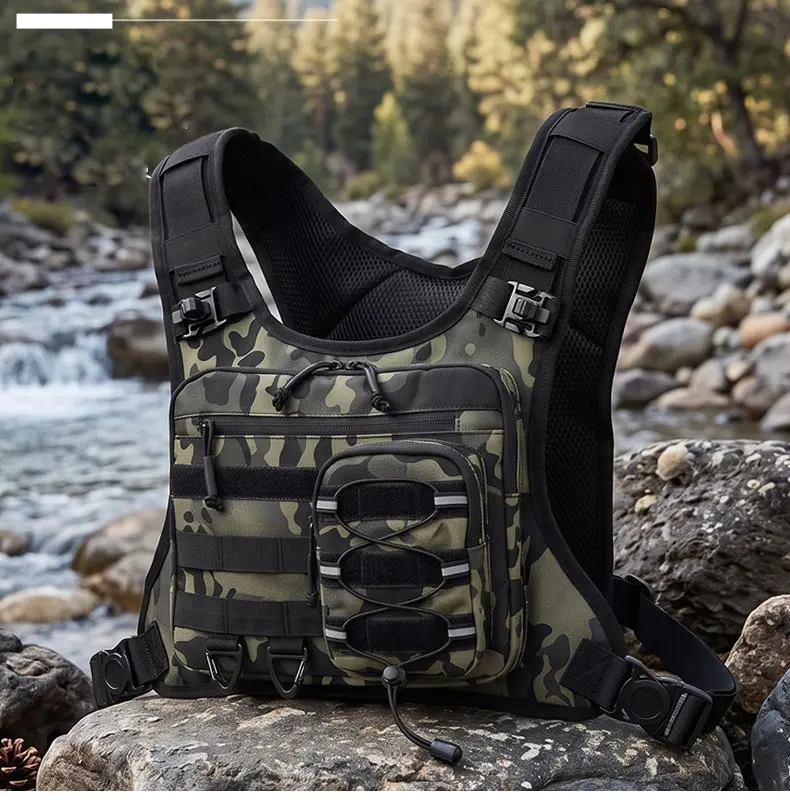 Tactical Front Travel Chest Vest Backpack Outdoor Chest Bag Sports Multi-Pocket Men's Hiking Camping Climbing Training Chest Bag